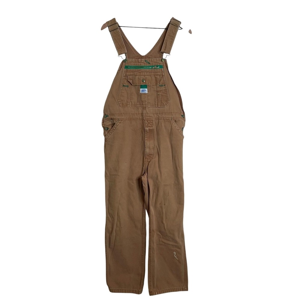 Liberty Overalls Mens 34 Cotton Brown Canvas Workwear Bib Distressed Carpenter